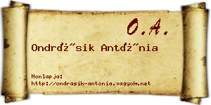 Ondrásik Antónia névjegykártya